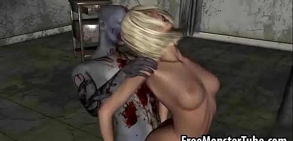  Hot 3D blonde honey getting fucked hard by a zombieombie-high 1